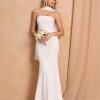 Women's Bodycon Formal Wedding Guest Maxi Dresses with Scarf Summer Strapless Elegant Cocktail Party Dress 2025