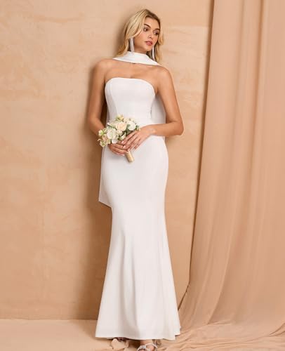 Women's Bodycon Formal Wedding Guest Maxi Dresses with Scarf Summer Strapless Elegant Cocktail Party Dress 2025