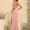 Long Satin Bridesmaid Dresses with Silt 2025 Mermaid Formal Dress PU070