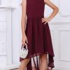Girls Semi Formal Dress Kids Cute A-Line Crewneck Long Chiffon Wedding Prom Party Gowns