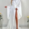 Satin Floor Length Robes for Women Lace Bride Kimono Nightgown Silk Bridesmaid Robes Wedding Party Sleepwear Dress