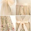 Flower Girl Maxi Dress Wedding Formal Bridesmaid Floral Embroidered Tulle Skirt Princess Pageant First Communion Gown