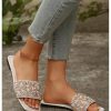 Women's Glitter Jeweled Slippers Sparkly Pearls Beaded Sandals Open Toe Slide Shoes