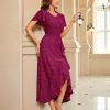 Women Sequin Formal Party Dress Flutter Short Sleeve Wedding Cocktail Long Evening Dress