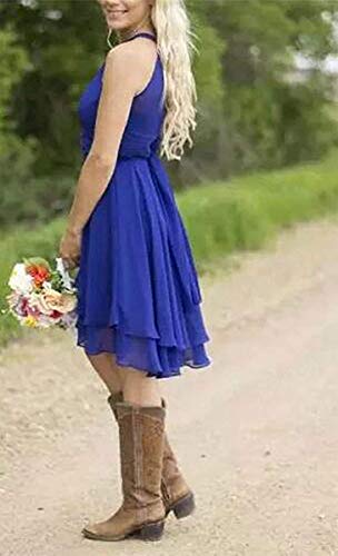 Halter Short Bridesmaid Dresses 2025 Western Wedding Guest Dress A Line Ruffle Pleated Summer Formal Party Gowns