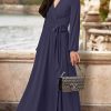 Womens 2025 Long Sleeve Sexy Slit Photoshoot Evening Fall Maxi Dress Gown