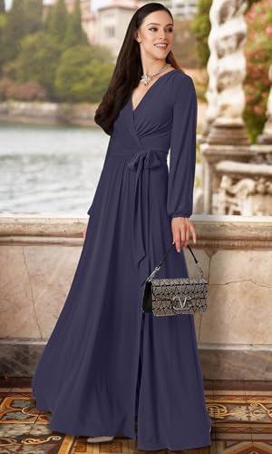 Womens 2025 Long Sleeve Sexy Slit Photoshoot Evening Fall Maxi Dress Gown