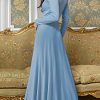 Womens Long Sleeve Flowy Empire Waist Fall Winter Party Gown