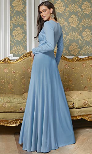 Womens Long Sleeve Flowy Empire Waist Fall Winter Party Gown