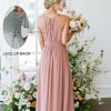 Women's Halter Chiffon Bridesmaid Dresses Long Simple A-Line Evening Formal Dresses with Belt CYM032