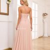 Sweetheart Chiffon Bridesmaid Dresses with Slit Long Pleated Prom Dress Strapless Formal Party Gowns
