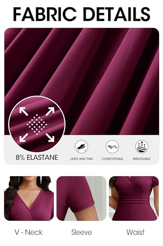 Maxi Dress for Women Long Formal Short Sleeve A Line V Neck Dresses Wedding Guest High Waist Elegant