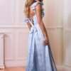 Floral Chiffon Long Bridesmaid Dresses for Women A Line Off Shoulder Formal Evening Gowns with Slit Ruffle Prom Dress