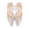 Women's Kitten Heels Pearl Closed Pointed Toe Pumps Rhinestone Slingback Heels Wedding Bride Dress Shoes