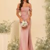Elegant Off The Shoulder Satin Bridesmaid Dress Long Mermaid Corset Prom Dress for Women Formal Gown CY089