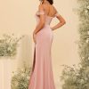 Elegant Off The Shoulder Satin Bridesmaid Dress Long Mermaid Corset Prom Dress for Women Formal Gown CY089
