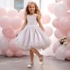 Hehainom Toddler Flower Girl Dress Shoes Rhinstones Pearls Mary Jane Ballet Flats Wedding Party Toddler Little Kid Princess