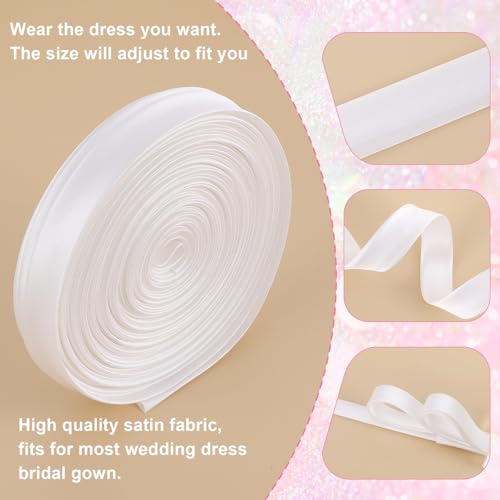 393.7 in Corset Lacing Women's Tie Back for Wedding Bridal Gown Lace Up Corset Satin Adjustable Dress Sash Cord Replacement