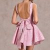 Jacquard Satin Homecoming Dresses for Teens 2025 Short Cocktail Party Gowns with Bow A Line Evening Dress LL-M083