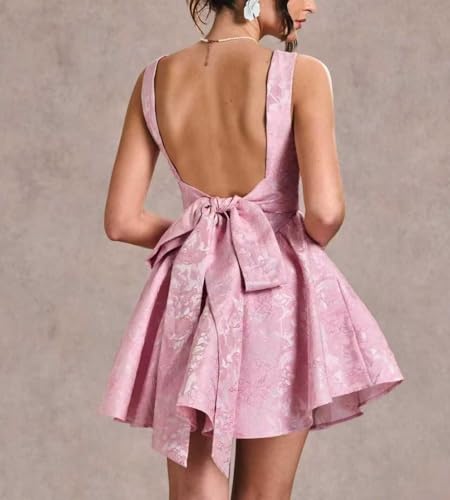 Jacquard Satin Homecoming Dresses for Teens 2025 Short Cocktail Party Gowns with Bow A Line Evening Dress LL-M083