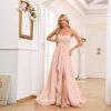 Sweetheart Chiffon Bridesmaid Dresses with Slit Long Pleated Prom Dress Strapless Formal Party Gowns