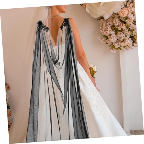 Tulle Shawl For Wedding Dress: Mesh Long Cape For Bridal Women - Lace Wedding Shawl For Bridesmaids And Outdoor Ceremonies