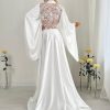 Satin Floor Length Robes for Women Lace Bride Kimono Nightgown Silk Bridesmaid Robes Wedding Party Sleepwear Dress