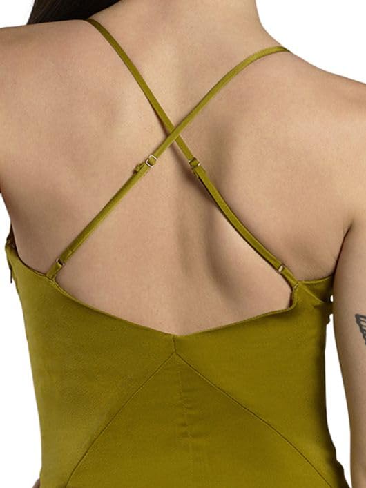 Charmeuse Plunge Seamed Slim A-Line Dress