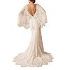 Boho Wedding Dresses for Bride Lace Mermaid Bridal Dress V Neck Cape Sleeve Beach Bohemian Vintage Wedding Gown