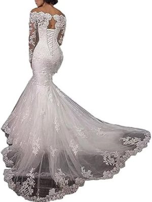 Lace Wedding Dresses for Bride 2024 V Neck Appliques Beaded Boho Bridal Gown