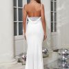 Women Spaghetti Straps Mermaid Evening Gown Wedding Guest Dress Drape Neck Lace Backless Formal Maxi Dress 21