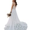 Boho Lace Wedding Dresses for Bride Spaghetti Strap Sweetheart A Line Sleeveless Courthouse Bridal Gowns