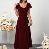 Womens Long Semi Formal Cocktail Dresses Square Neck Split Elegant Evening Party Gowns Ruffle Wedding Guest Dress