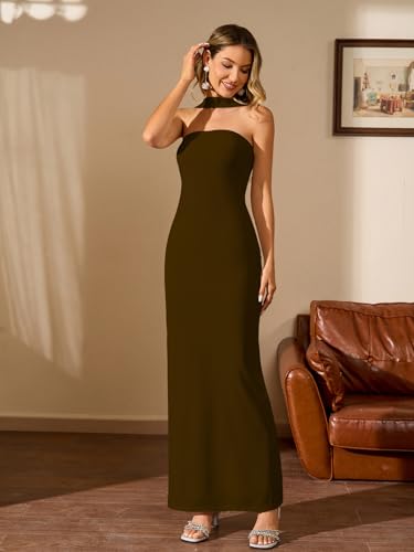 Women Elegant Summer Bodycon Maxi Dress Halter Neck Formal Wedding Guest Cocktail Party Long Dresses
