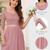 Women's Formal Dress Mother of The Bride Dress 3/4 Sleeve Wedding Guest Dress Maxi Evening Gown