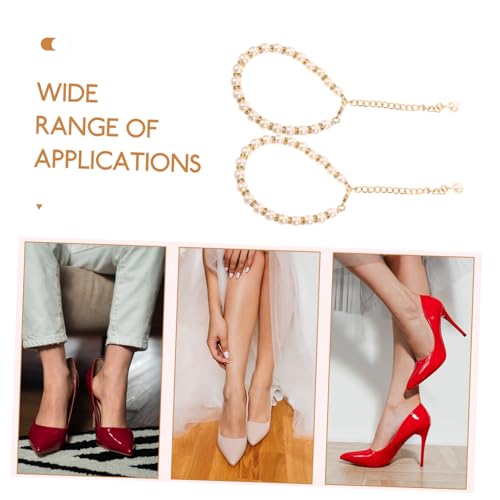 2pcs High Heels Pearl Chain Ankle Strap Heels Decorative Shoe Straps for Women Pearl Shoes for Wedding
