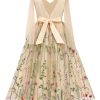 Flower Girl Maxi Dress Wedding Formal Bridesmaid Floral Embroidered Tulle Skirt Princess Pageant First Communion Gown