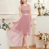 Homecoming Cocktail Formal Dresses 2025 Wedding Guest Party Prom Sleeveless Lace High Low Dress