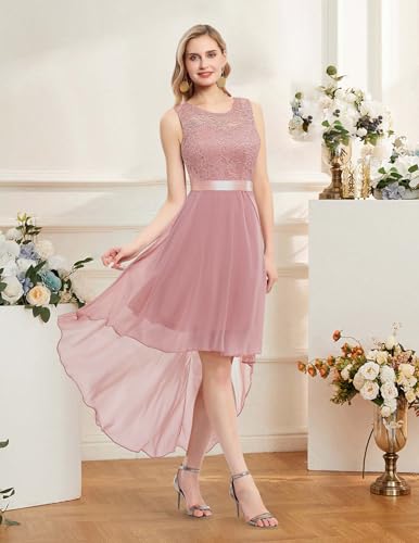 Homecoming Cocktail Formal Dresses 2025 Wedding Guest Party Prom Sleeveless Lace High Low Dress