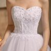 Women's Sweetheart Applique Beaded Corset Bridal Shiny Tull Wedding Dresses for Bride