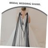 Tulle Shawl For Wedding Dress: Mesh Long Cape For Bridal Women - Lace Wedding Shawl For Bridesmaids And Outdoor Ceremonies