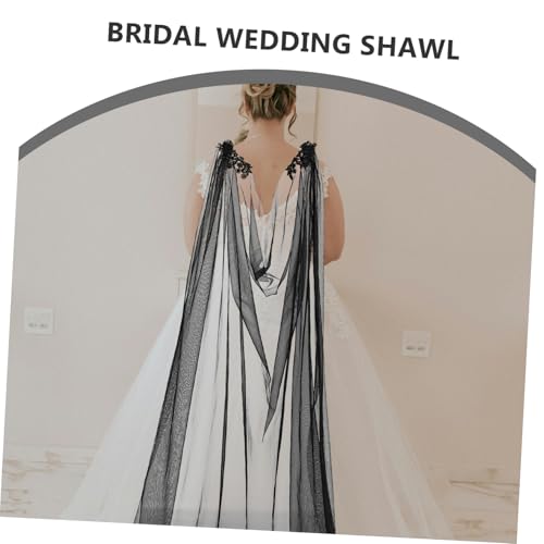 Tulle Shawl For Wedding Dress: Mesh Long Cape For Bridal Women - Lace Wedding Shawl For Bridesmaids And Outdoor Ceremonies