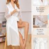Eouaer Women's Satin Kimono Robe for Bridesmaid and Bride Wedding Party Getting Ready Short Robe
