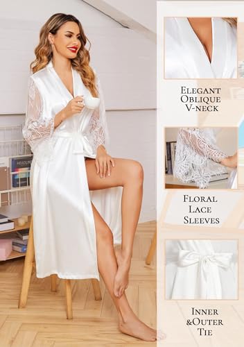 Eouaer Women's Satin Kimono Robe for Bridesmaid and Bride Wedding Party Getting Ready Short Robe