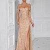 Evening Gowns Formal Dresses for Women Sequin Tulle Wedding Guest Cocktail Party Sexy Off Shoulder Floor Length Prom Dress