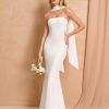 Women's Bodycon Formal Wedding Guest Maxi Dresses with Scarf Summer Strapless Elegant Cocktail Party Dress 2025