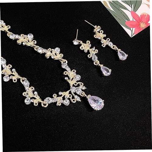 1set Elegant Bridal Jewelry Waterdrop Necklace Earrings for Wedding Dress Accessories Beautiful Zirconia Design Ear for Brides