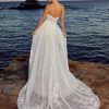 Strapless Beach Wedding Dresses Sexy Bridal Gown Lace Robe Backless Vintage Vestidos De Novia with Detachable Train