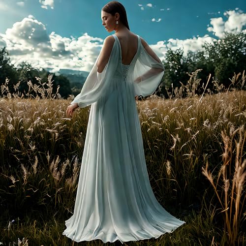 Women Boho Strap Lace Wedding Dress Long Sleeves Dress A-Line Bridal Gown with Adjustable Straps Formal Dress for Engatement