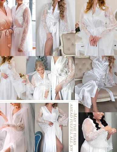 Eouaer Women's Satin Kimono Robe for Bridesmaid and Bride Wedding Party Getting Ready Short Robe